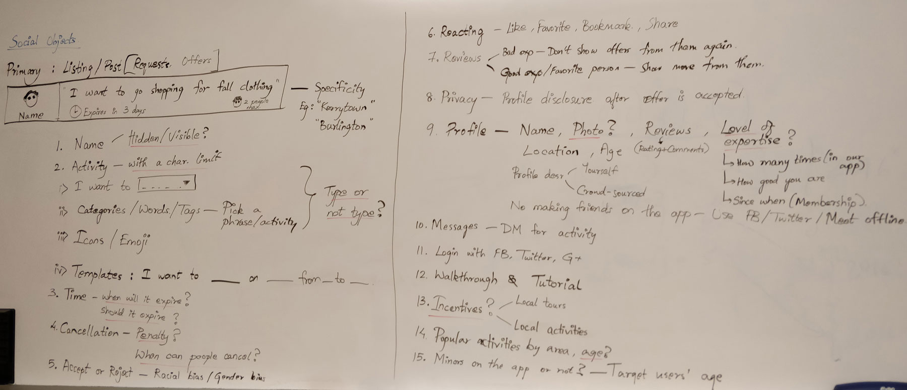 User flow for creating a activity